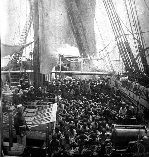2.) The Atlantic Slave Trade: This photo was taken aboard a British vessel, the HMS Daphne (11/01/1868). These child slaves had just been rescued from the trade.