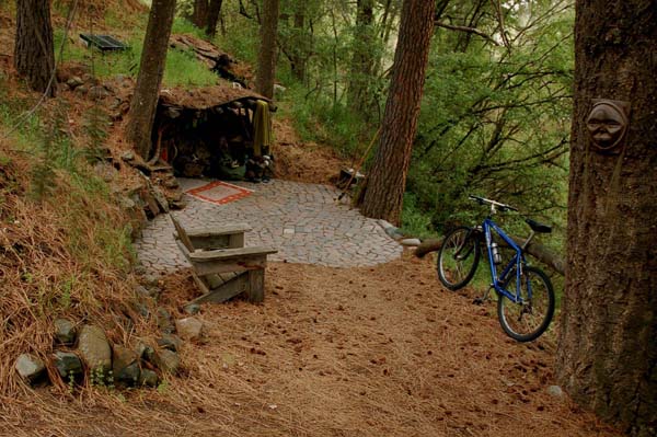 The little door you see here? It's the entry way to the hobbit hole of Dan Price, a.k.a., Hobo Artist.