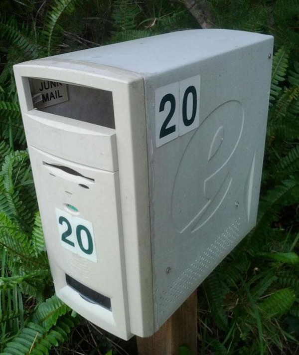 16.) Put your old computer towers to good use as a mailbox.