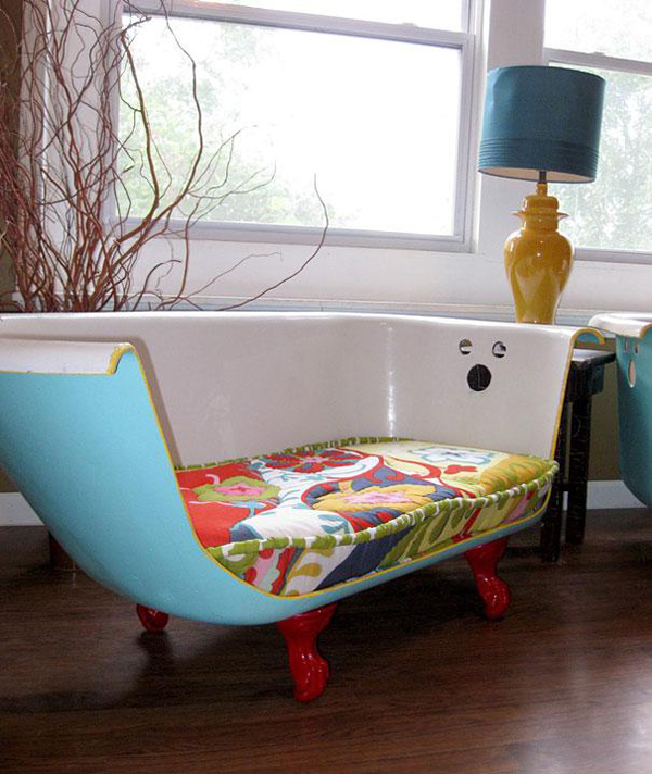 24.) Cut a bath tub in half to make one of the coolest couches ever.
